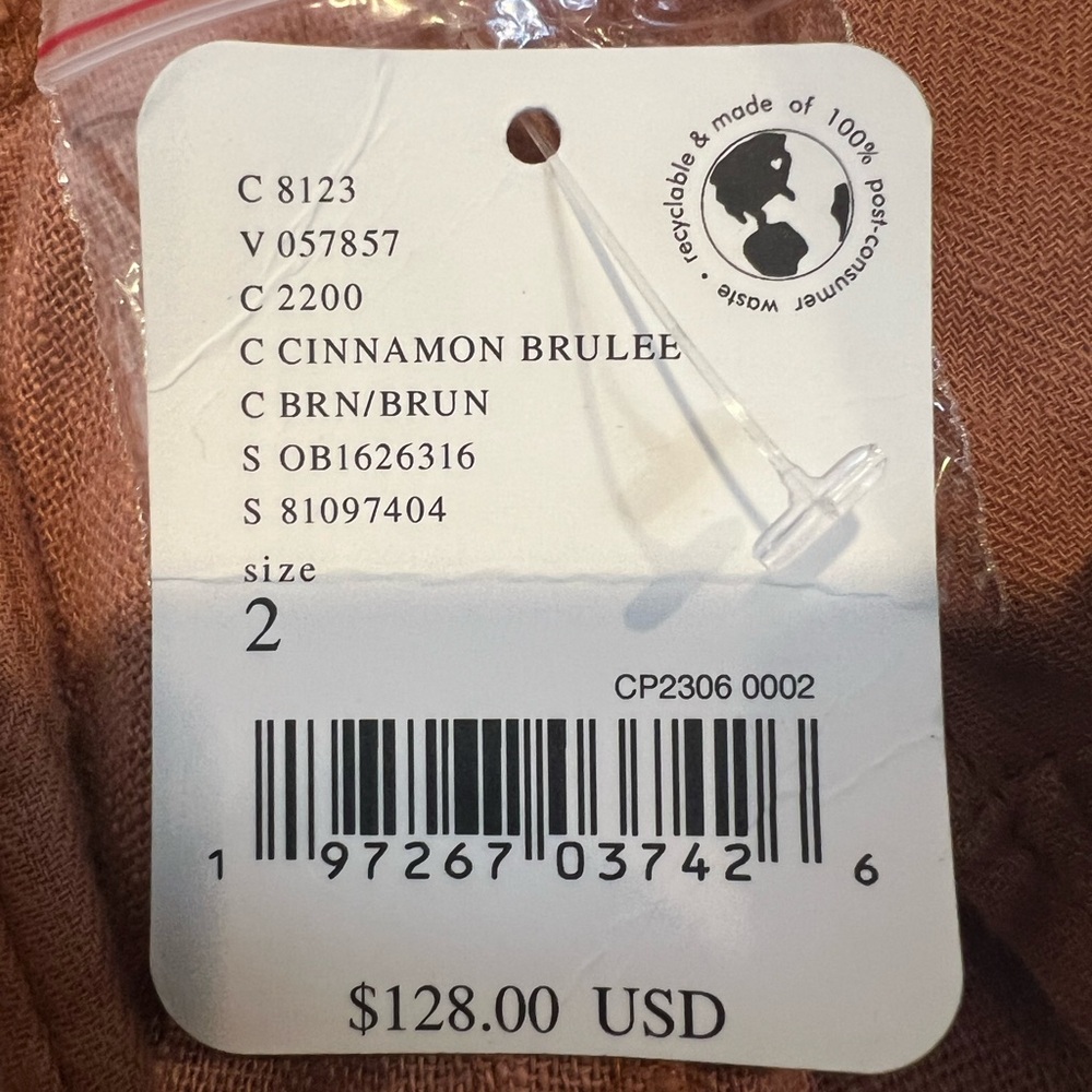 NWT Free People Linen Trouser Cinnamon Brulee SZ 2 - Picture 11 of 12